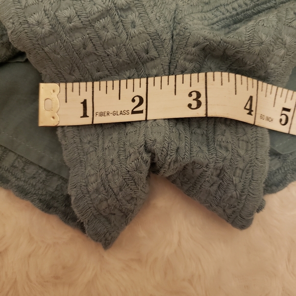 Free People Turquoise Textured Embroidered Shorts New with tag Sz 4 - Picture 5 of 11